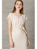 ★月9ドラマ「海月姫　第5話」泉里香さん着用★メタルバーネック ダブルクロス　ブラウス/グリーン(140)