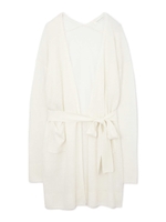 ◆リネンスラブノーカラーV開きカーディガン/ホワイト(030)