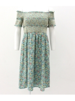 【Alluge】ジョーゼット小花柄ワンピース/ミント(041)