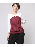 スエードビスチェ付きTシャツ/ワイン(026)