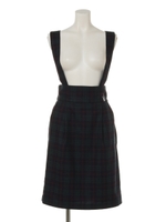 チェックサス付きスカート/ブラック