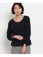 デコルテレースフリルブラウス/ネイビー(093)