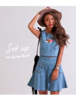 【anap mimpi】デニム刺繍SET UP/ライトブルー(038)