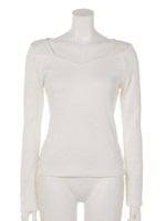 ハートネックリブＴＯＰ/WHT