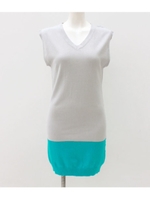 【Latina】バイカラーハイゲージニットワンピース/ライトグレー(007)