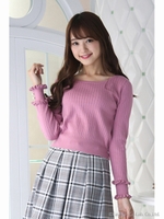 パールフリル袖リブニットＰＯ/ピンク