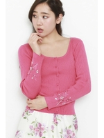 ファンシーリブニットカーディガン/レッド(100)