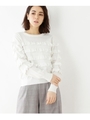 【洗える】フリルボーダーニット/ホワイト系(002)