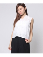 レーススカラップブラウス/ホワイト(001)