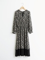 レース切り替えフラワーワンピース/ブラック柄