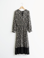 レース切り替えフラワーワンピース/ブラック柄