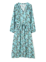 レトロフローラルロングワンピース/ミントフラワー1(131)