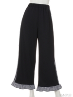 CHECKED HEM JERSEY PANTS/NAVY