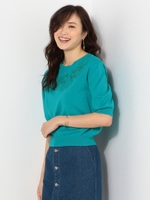 〓JOC C 刺繍 クルーネックプルオーバー/TURQUOISE