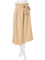 ウエストリボンヘムスカート/ベージュ