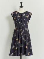 オリジナルヒマワリ柄ワンピ/紺