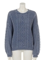 ケーブルクルーネックPO/ブルー