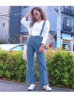 【anap mimpi】サスペンダー付ワイドデニムパンツ/ライトブルー(038)