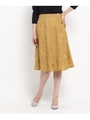 シアーフラワー刺繍スカート/マスタード(033)
