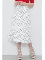 ドットスリットガウチョパンツ/ホワイト×ブラック(030)