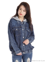 フード付き裏毛デニムＢＩＧＧジャン/ブルー