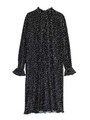 プリーツドットフリルワンピース/ブラック