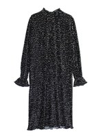 プリーツドットフリルワンピース/ブラック