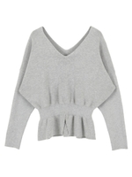 ペプラムニット/杢グレー