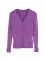 ライトリブニットVネックカーディガン/パープル