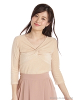 ラメねじりカットソー/ベージュ