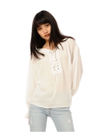 レースアップブラウス/WHITE