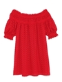 レースオフショルトップス/RED