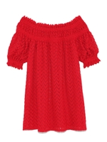 レースオフショルトップス/RED