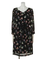 花柄Ｖネックワンピース/ブラック