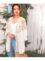 【CHILLE】刺繍入りカーディガン/ホワイト(001)