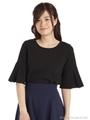 袖デザインカットソー/ブラック
