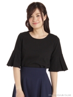 袖デザインカットソー/ブラック