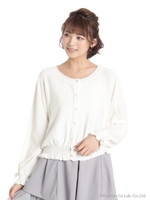 袖リボンドルマンカーディガン/ホワイト