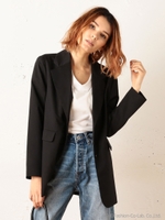 抜き襟テーラージャケット/ブラック