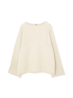 立体鹿の子切り替えニット/ホワイト(030)