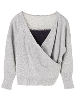 SET2点 カシュクールプルオーバー+タンクトップ/杢グレー