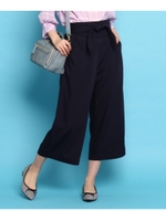 【桜エキス配合】サッシュベルト付きワイドパンツ/ネイビー(093)