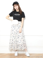 マルチプリントマキシスカート/オフホワイト