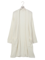 ワイドリブロングショールカーデ/ホワイト