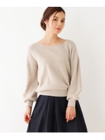 【洗える】ボリュームスリーブニット/ライトベージュ(051)