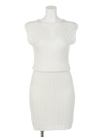 カシュクールリブニットワンピース/WHT