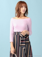 コンパクトリブニットTOPS/パープル