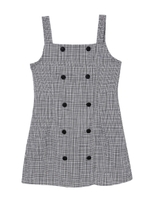 ダブルボタンチェックジャンパースカート/ブラック