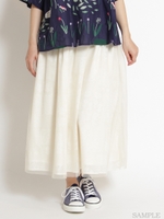 チュール　アンティークレースプリント　スカート/ブラック