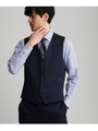 ドーメルシャドーストライプシングルベスト［メンズ ベスト ウール 無地]/ネイビー(093)